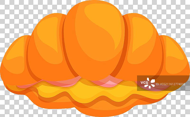 新鲜出炉的羊角面包侧面展示了其内馅图片素材