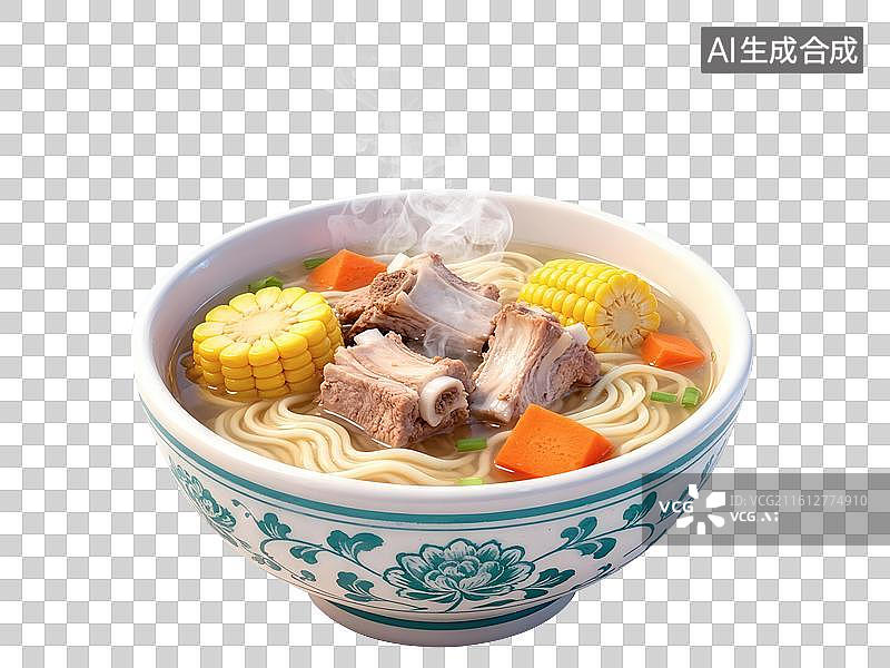 【AI数字艺术】一碗排骨面中式菜品三维元素图片素材