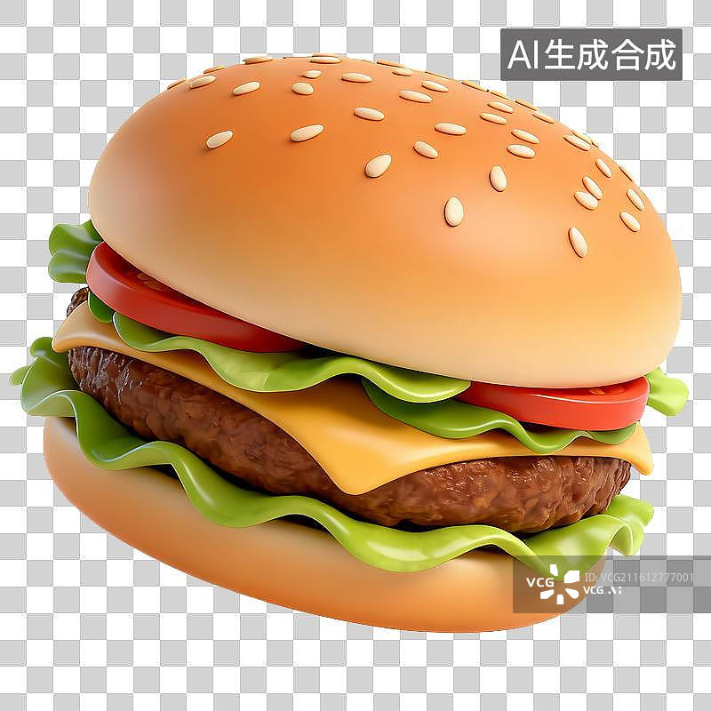 【AI数字艺术】3D卡通芝士汉堡图片素材