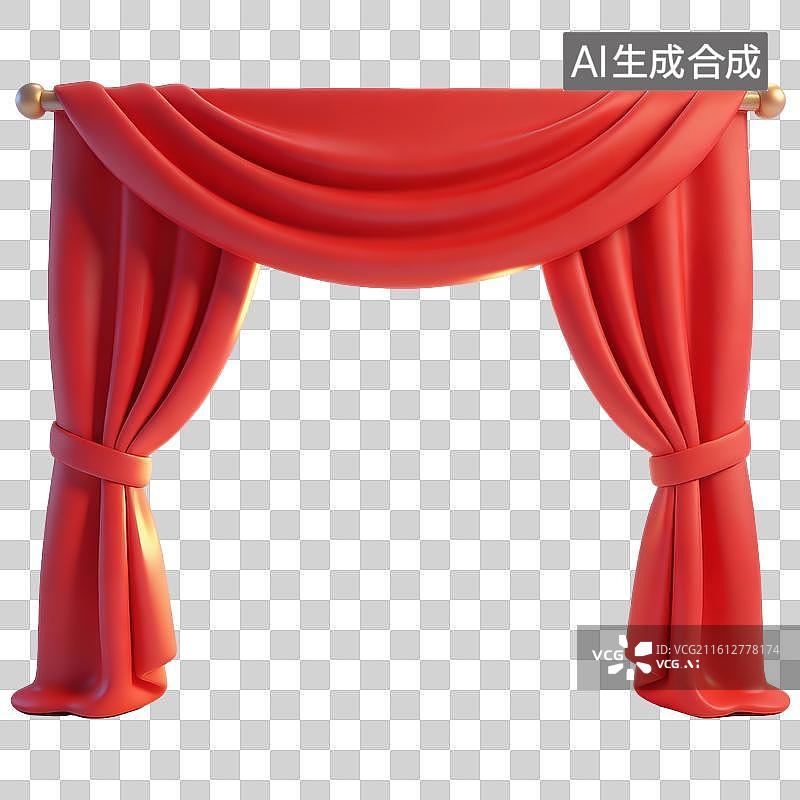 【AI数字艺术】3D红色舞台幕布图片素材