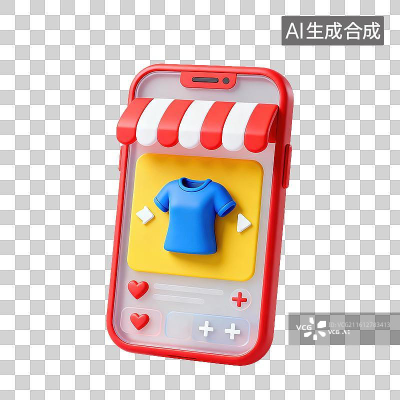 【AI数字艺术】3D磨砂玻璃材质手机应用界面电商购物主题衣服服饰购物类网页应用界面搜索框线上选购元素图片素材