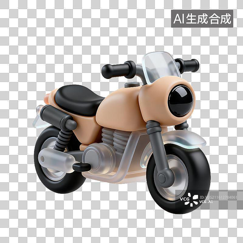 【AI数字艺术】3D磨砂玻璃材质摩托车元素图片素材