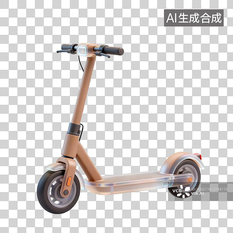 【AI数字艺术】3D磨砂玻璃材质滑板车元素图片素材