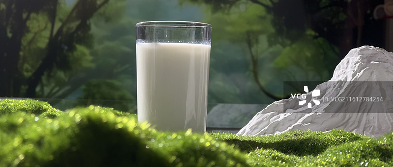苔藓上的牛奶图片素材