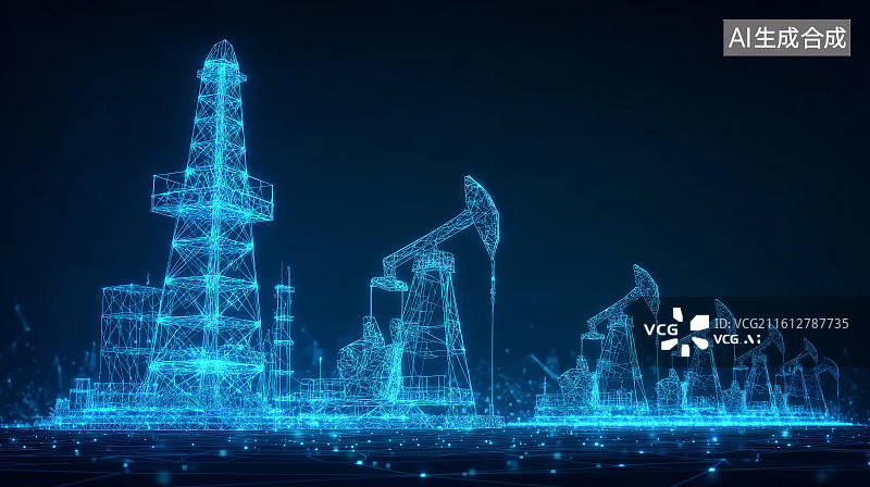 【AI数字艺术】科技感石油钻井图片素材