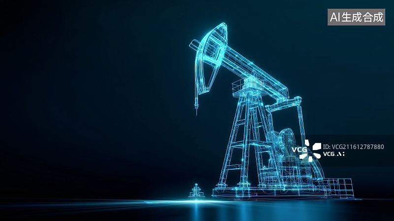 【AI数字艺术】科技感石油钻井图片素材