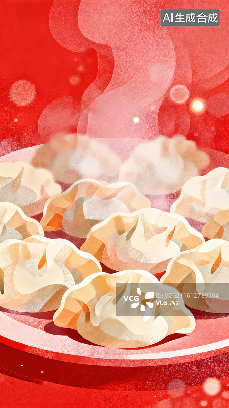 【AI数字艺术】热腾腾的饺子图片素材