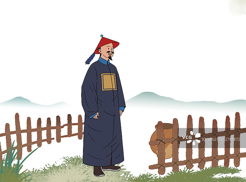 中国风新中式古风古典传统文化国学经典唐诗宋词中国画青绿山水田园风光日常生活趣味水墨隐居山林院子人插画图片素材