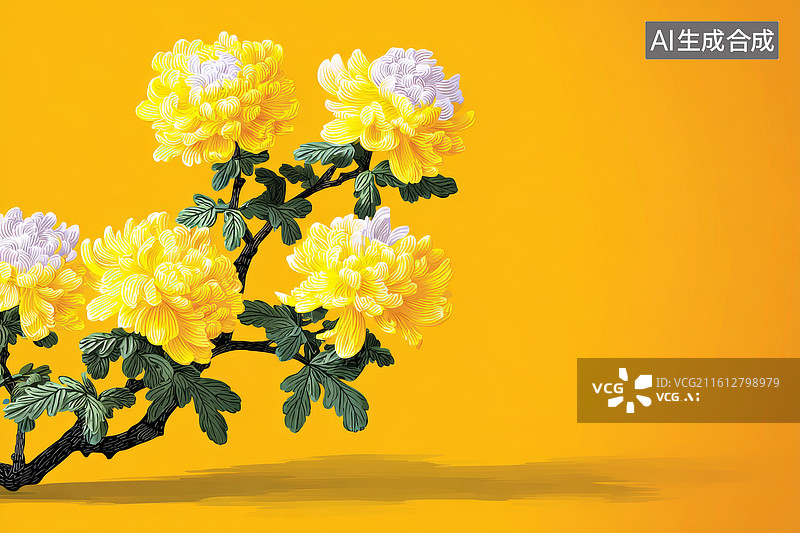 【AI数字艺术】菊花枝条图案图片素材