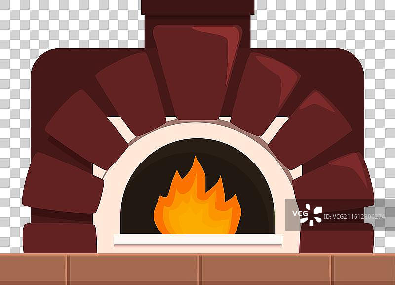 燃烧木柴的传统砖砌披萨烤炉图片素材