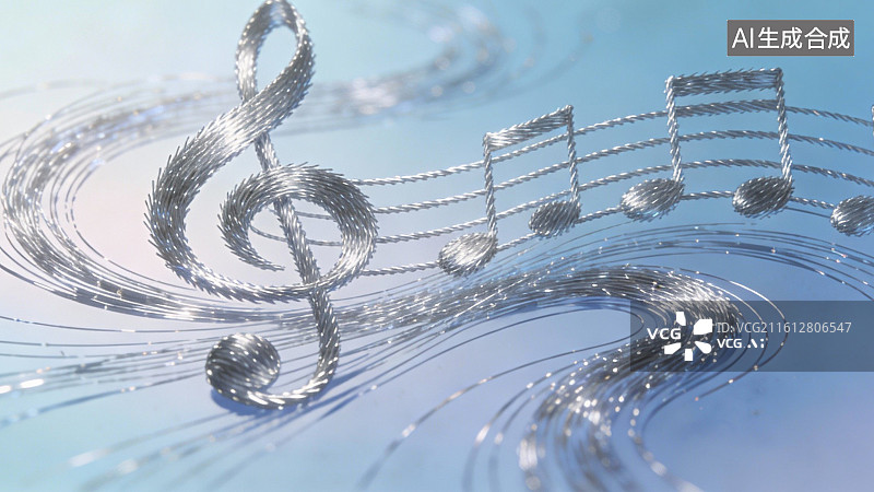 【AI数字艺术】音乐符号与流动线条图片素材