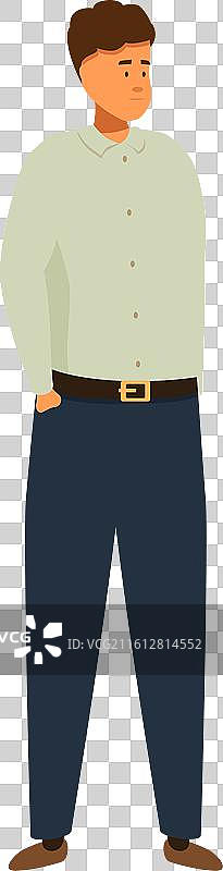 年轻男子站立，手插口袋，若有所思图片素材