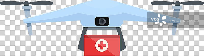 白色医疗无人机正在运送急救箱图片素材