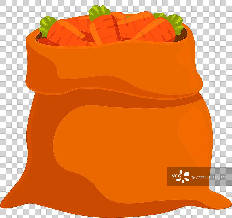 装满新鲜胡萝卜的粗麻布袋子图片素材