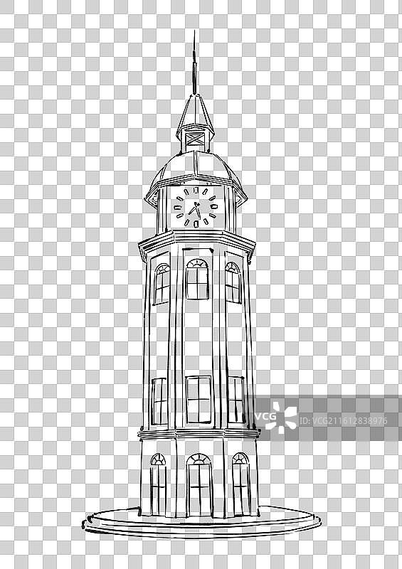 海口观海台海南海口地标建筑名胜景点旅游建筑水彩手绘插画元素图片素材