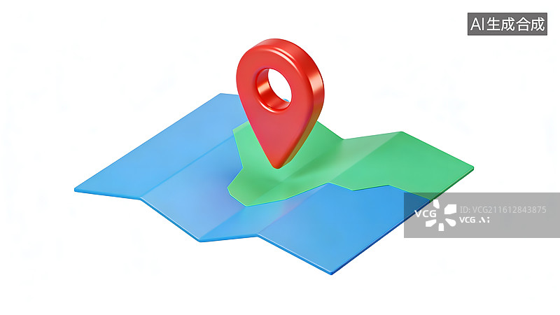 【AI数字艺术】折叠地图与定位图标图片素材