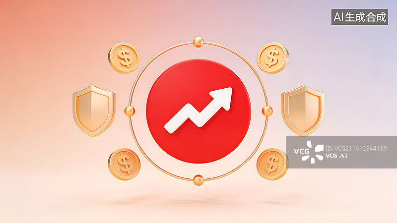 【AI数字艺术】金融增长与安全图标设计图片素材