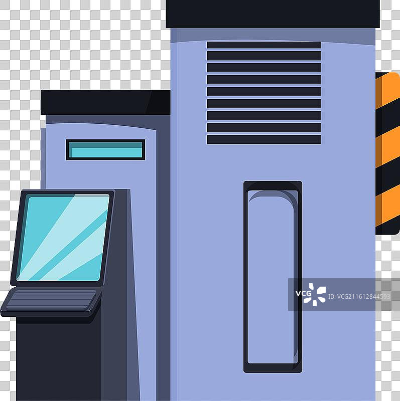 现代建筑，配备显示信息的触摸屏信息亭图片素材