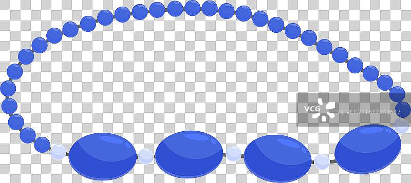 蓝色的珠子串成圆圈，放在白色的背景上图片素材