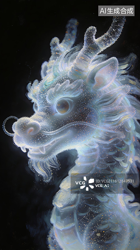 【AI数字艺术】发光的龙形生物特写图片素材