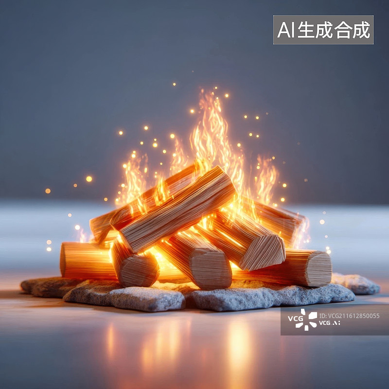 【AI数字艺术】燃烧的篝火数字艺术图片素材