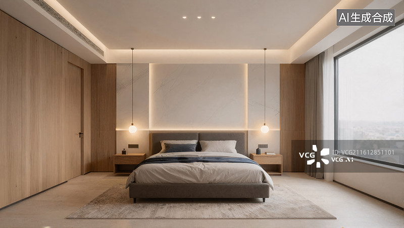 【AI数字艺术】现代简约卧室设计图片素材