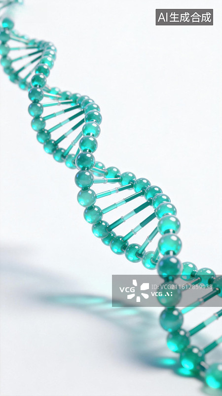 【AI数字艺术】蓝色DNA双螺旋结构图片素材