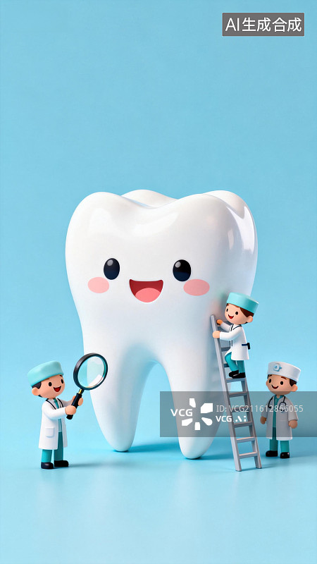 【AI数字艺术】牙医检查大牙齿模型图片素材
