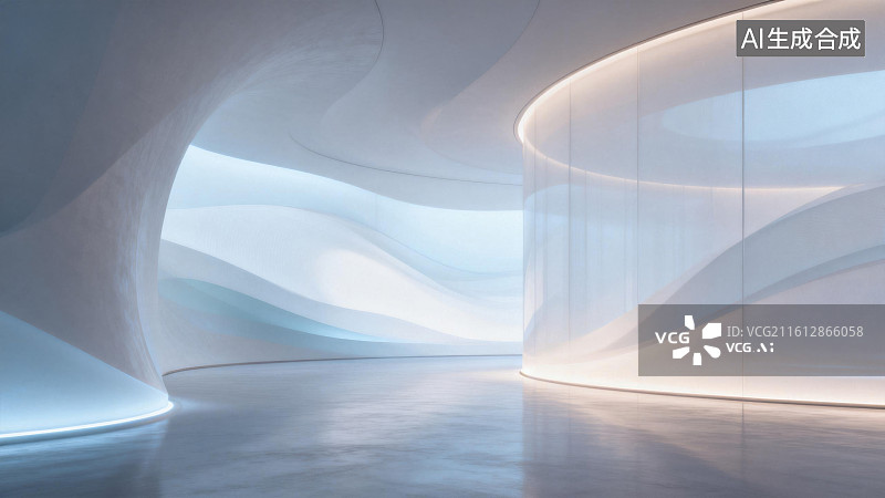 【AI数字艺术】流线型光影空间图片素材