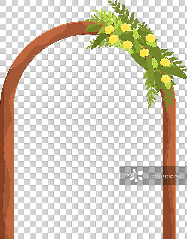 用鲜花装饰的木制婚礼拱门图片素材