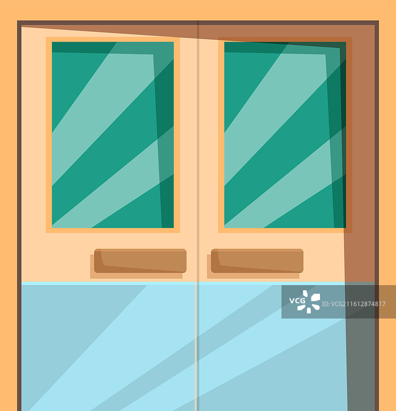 双扇玻璃门，让日光透入图片素材