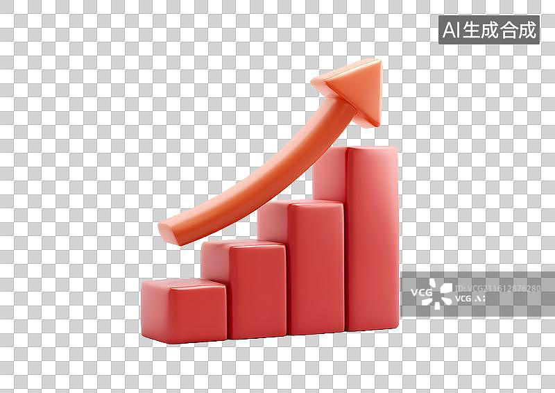 【AI数字艺术】红色上涨柱状图图片素材