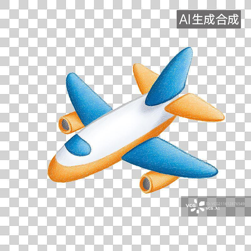 【AI数字艺术】彩铅手绘风格小飞机图片素材