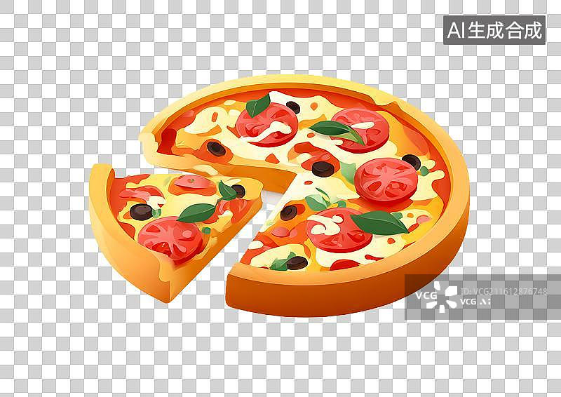 【AI数字艺术】一块切开的披萨饼图片素材