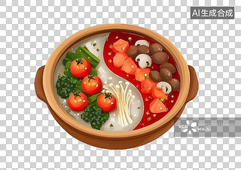 【AI数字艺术】白底背景上一个卡通火锅图片素材