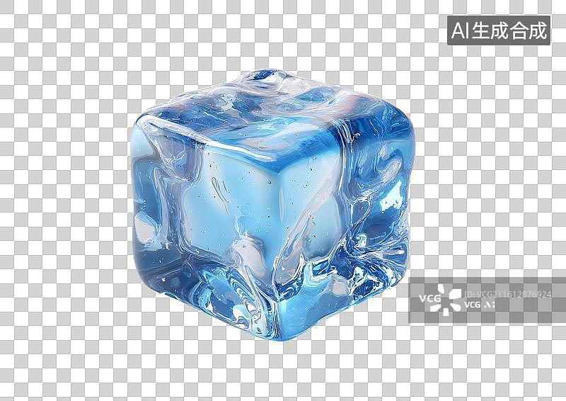 【AI数字艺术】白底背景上一块蓝色冰块图片素材