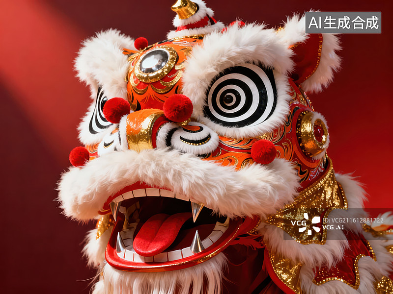 【AI数字艺术】舞狮头饰特写图片素材