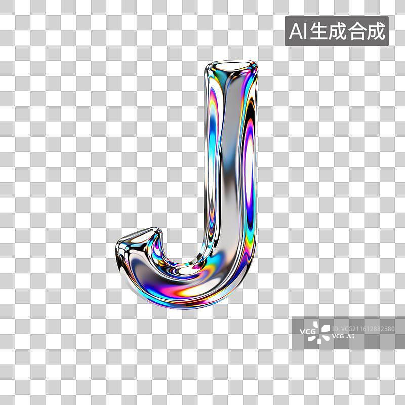 【AI数字艺术】全息彩虹色3D字母j图片素材