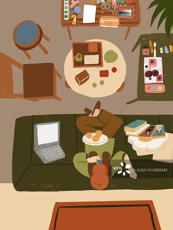 一个人宅家图片素材