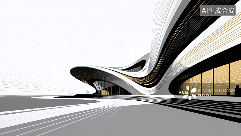 【AI数字艺术】现代建筑设计图，汽车广告背景图图片素材