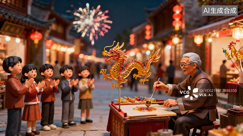 【AI数字艺术】非遗糖画微缩景观图片素材