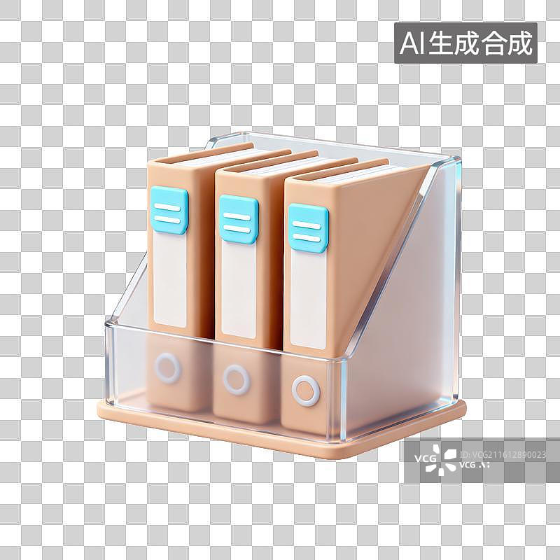 【AI数字艺术】3D磨砂玻璃材质办公室档案夹文件元素图片素材