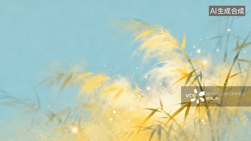 【AI数字艺术】金黄芦苇随风摇曳图片素材