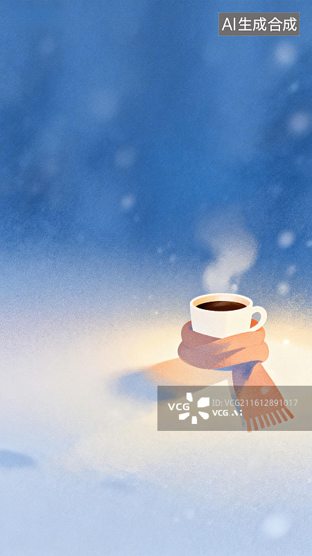 【AI数字艺术】雪中暖杯图片素材