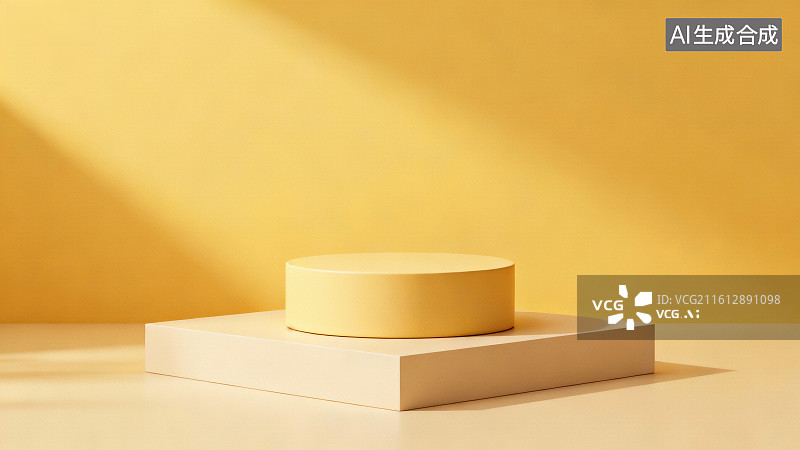 【AI数字艺术】黄色背景上的几何台座图片素材