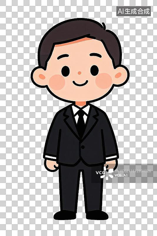 【AI数字艺术】卡通风格，穿着职业西装的男子PNG格式的免扣元素图片素材