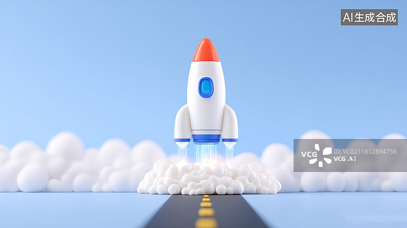 【AI数字艺术】发射中的火箭图片素材
