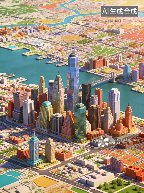 【AI数字艺术】城市鸟瞰图图片素材