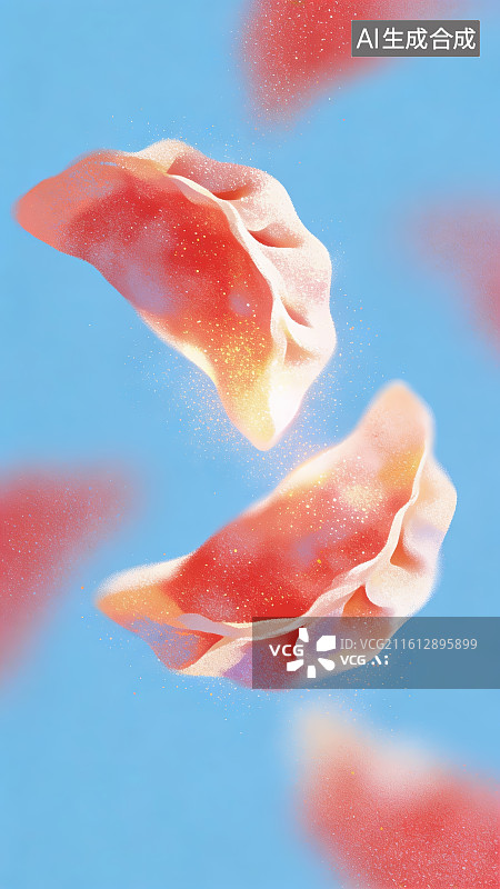 【AI数字艺术】漂浮的红色饺子图片素材