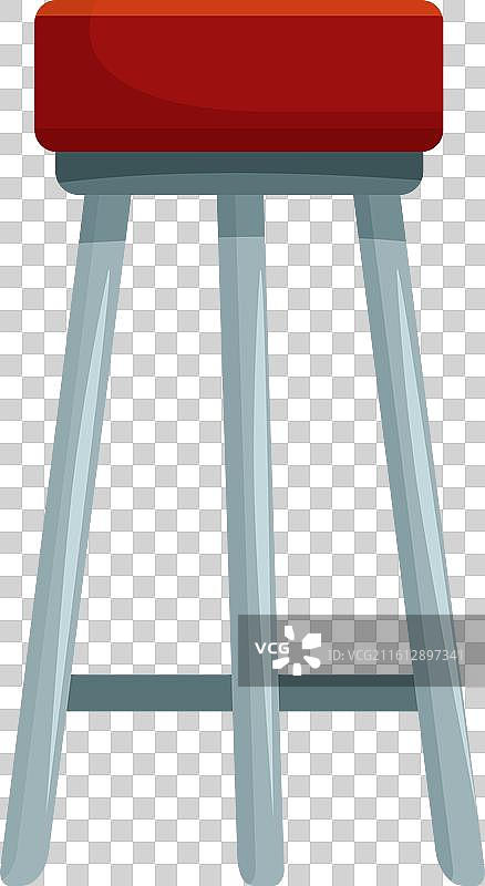 红色的带衬垫吧台凳，有三条腿图片素材